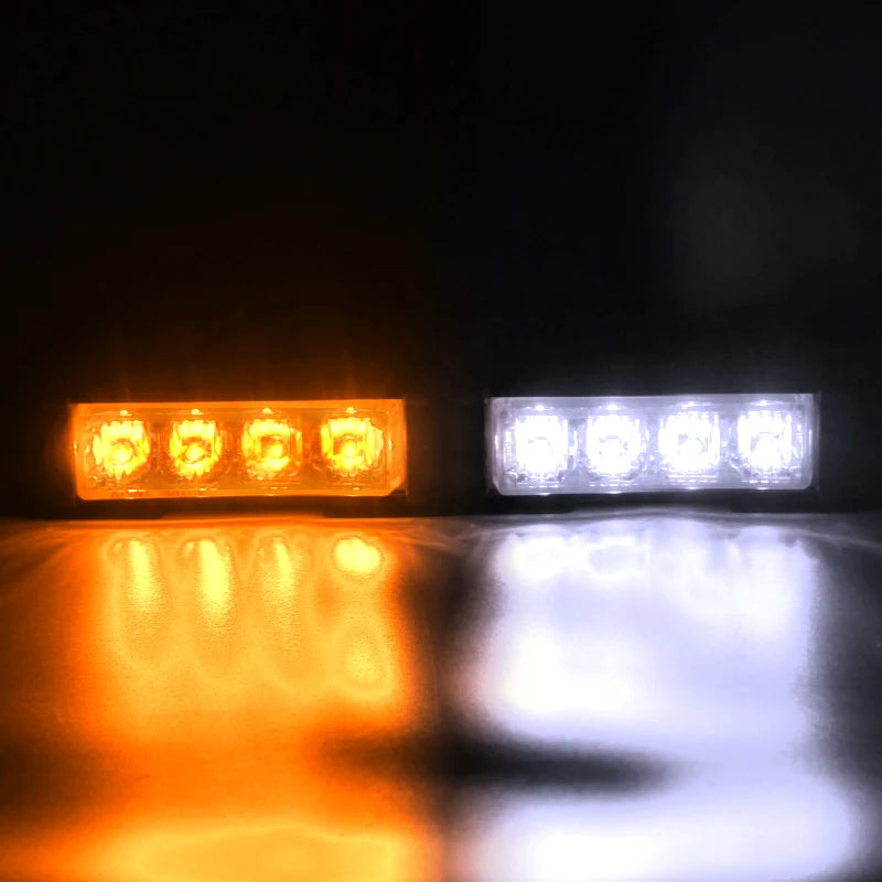 2 in 1 Auto Mini 4LED Strobe Lights Bar Grill Warning Lightbar Car Truck Emergency Flasher Flashlight Car Accessories 12v