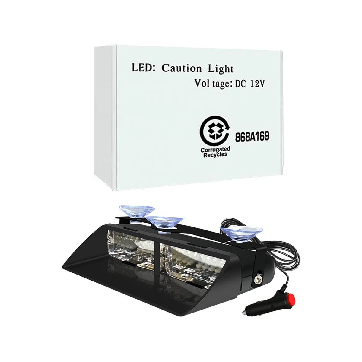GPRGIT 16SMD Red/Blue LED Strobe Warning Light with Suction Cup - Dashboard Windshield Interior Flash Light