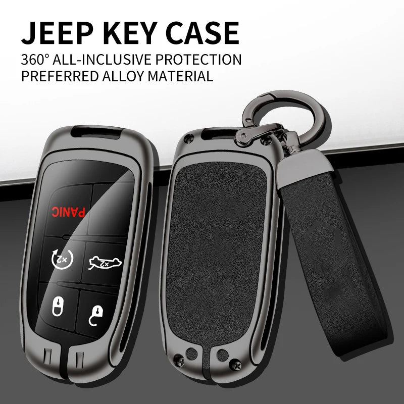 GPRGIT Zinc Alloy Leather Car Key Case Cover for Jeep Renegade Commander Grand WK2 KL Chrysler 200 300C Dodge Wrangler Auto Accessories