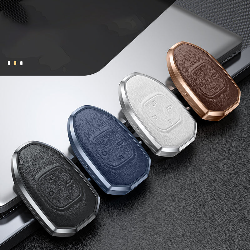 GPRGIT Aluminum Alloy+Leather Car Key Cover Case for GAC Trumpchi Empow 2021 J11-J15 J16 Keychain Holder