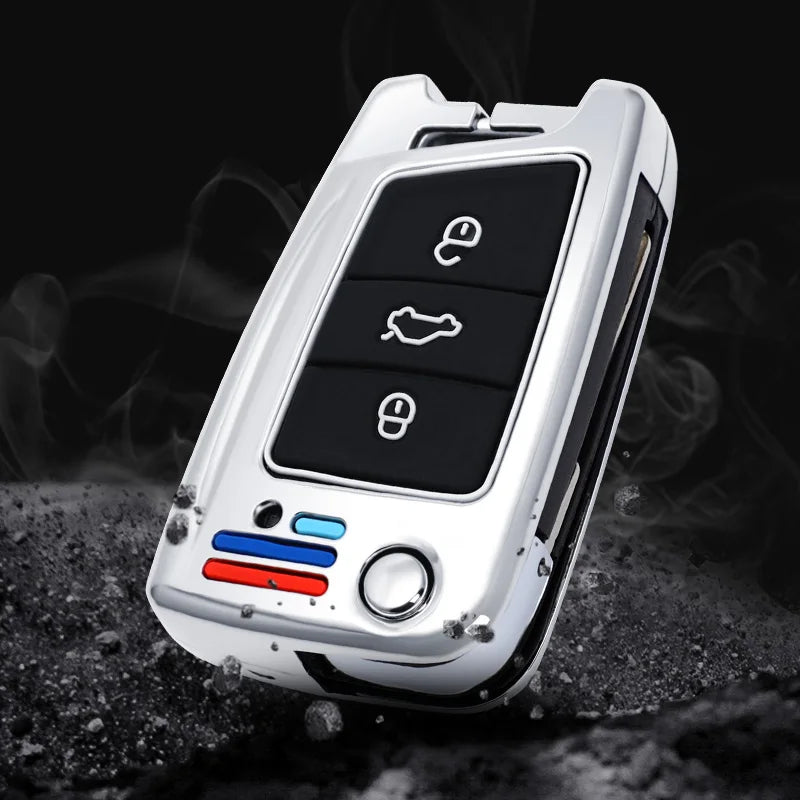 GPRGIT Zinc Alloy Car Flip Key case Over for VW Golf 7 MK7 Tiguan MK2 for Seat Ateca Leon FR 2 Ibiza Skoda Octavia Remote Car Key Box