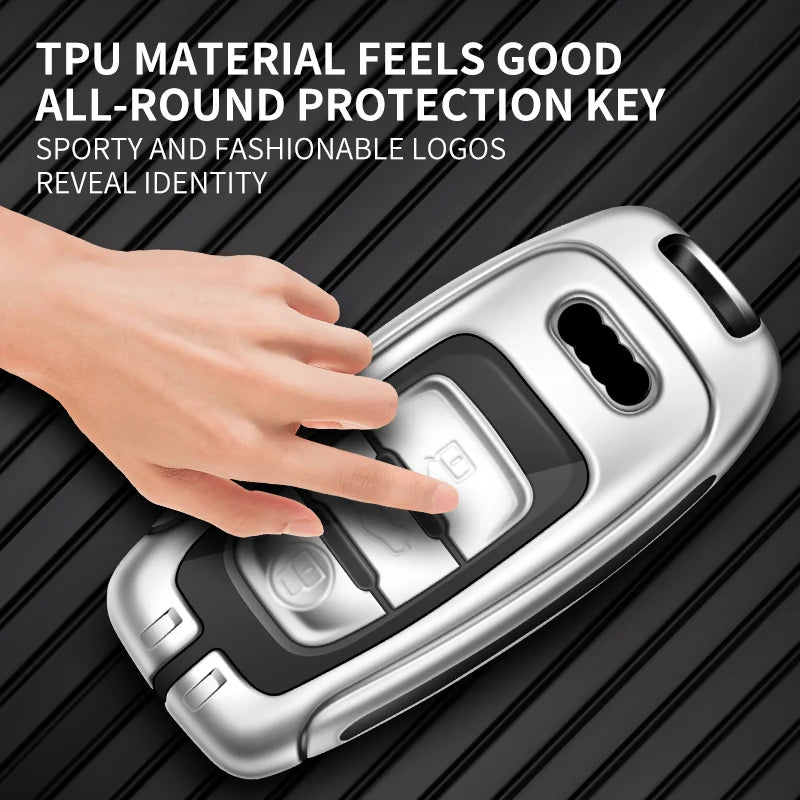 GPRGIT Custom Car Logo Metal Leather Car Key Case for Audi A1 A3 8V A4 B8 B9 A5 A6 C7 A7 A8 Q3 Q5 Q7 S4 S6 S7 S8 R8 TT Auto Accessories