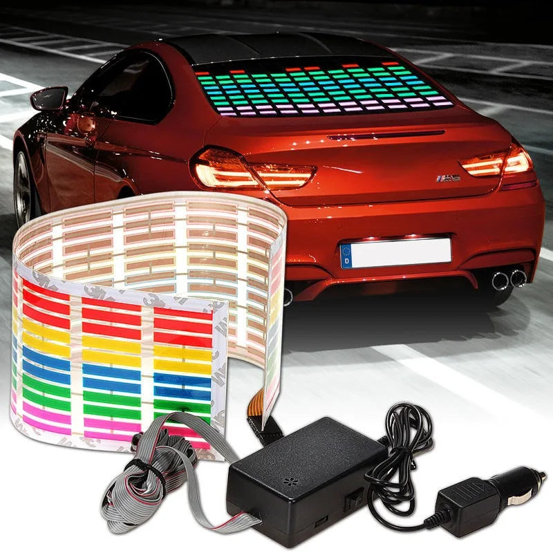 GPRGIT 12V 8W RGB Music Rhythm Flash Light 114x30cm Windshield LED for Universal Car