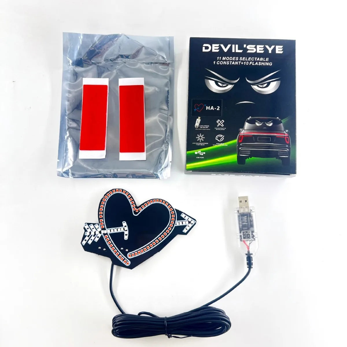 GPRGIT 12V Heart LED Rear Window Warning Light 10W Expressive Decorative for Universal Car