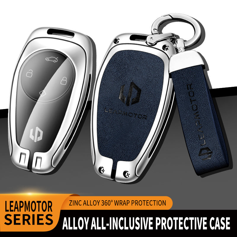 GPRGIT Zinc Alloy Leather Car Key Case Cover for Leapmotor T03 S01 Protector Keychain Shell Accessories