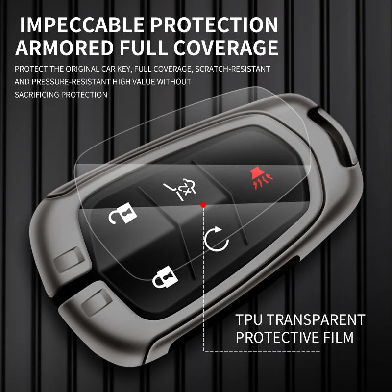 GPRGIT Zinc Alloy Leather Car Key Case Cover 5 Buttons for Cadillac CT6 XT4 XT5