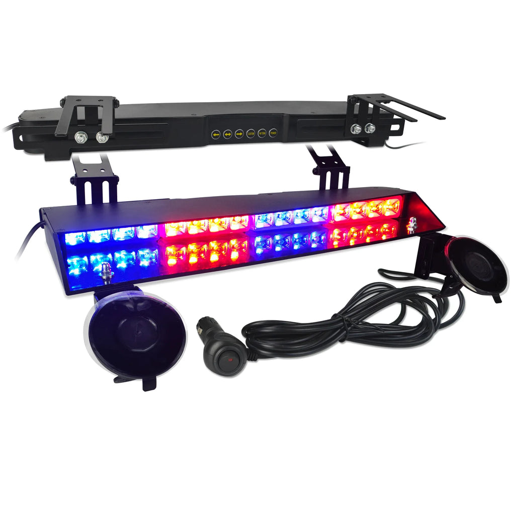 Two LED Dash Strobe Lights with Sync Flash One Controller for ATV SUV Truck Recovery Tow Interior Suction Cup Mount