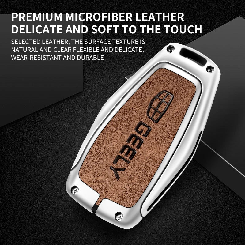 GPRGIT Zinc Alloy Leather Car Key Case Cover for Geely Coolray Atlas Boyue NL3 Emgrand X7 EX7 SUV GT GC9 Borui Remote Accessories
