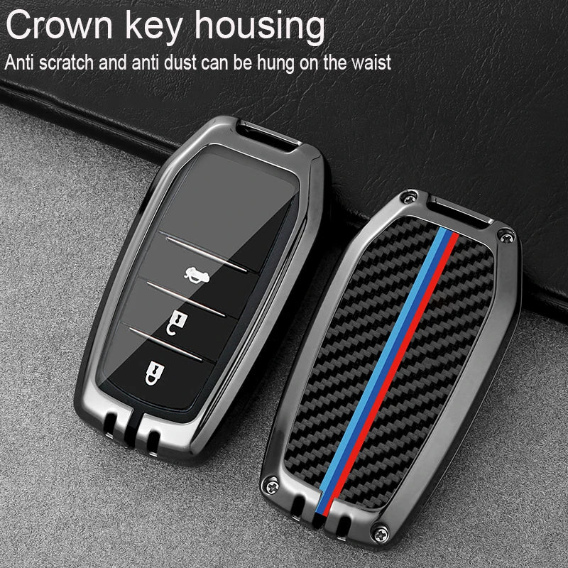 GPRGIT Carbon Metal Car Key Case for Toyota RAV4 Highlander Corolla Hilux Fortuner Land Cruiser Camry Crown CHR Prado 2017 2018 Prius