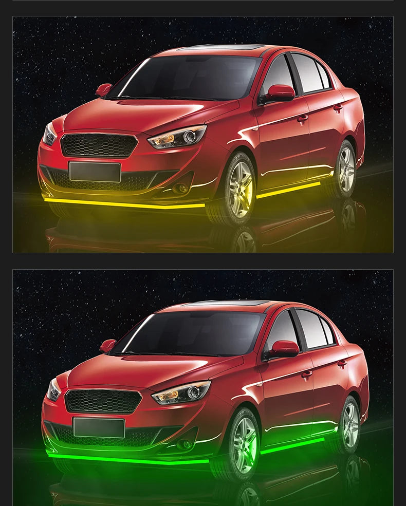 GPRGIT Car Exterior Decorative RGB Strip Light Atmosphere Lamp - Chassis Lights - 12-24V, 12W, SMD LED, APP Control, Aluminum Cover