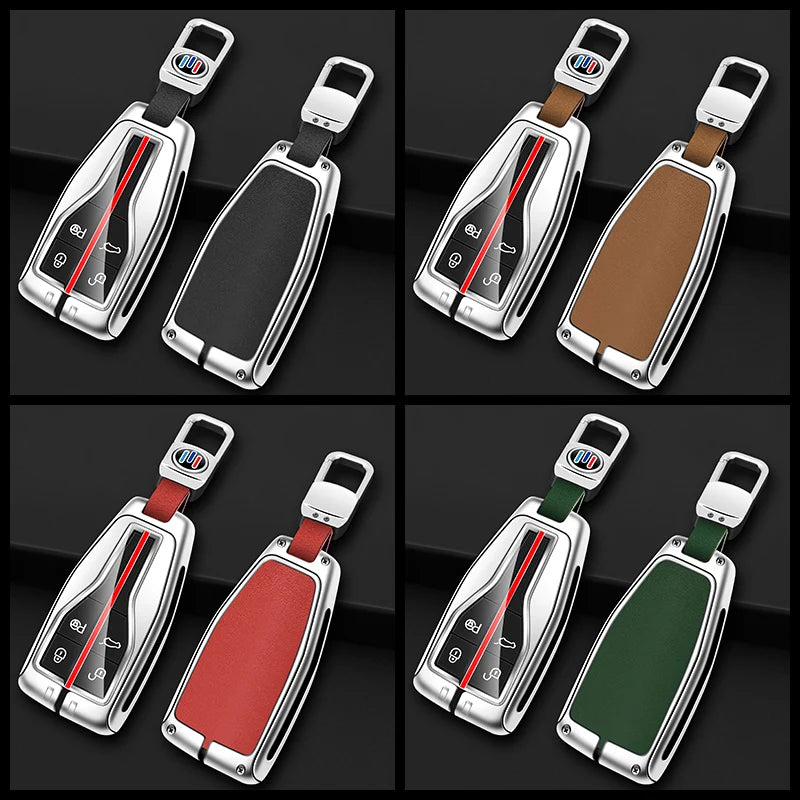GPRGIT Zinc Alloy Car Key Cover Case Shell Holder Protector for Hongqi HS5 HS7 HS E HS9 Logo Keychain Bag Set Interior Accessories