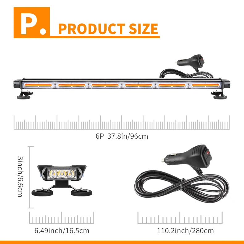Led Roof Top Emergency Strobe Light Bar Warning Light Traffic Advisor Lamp For Construction Vehicles Plow Trucks Pickup Wrecker