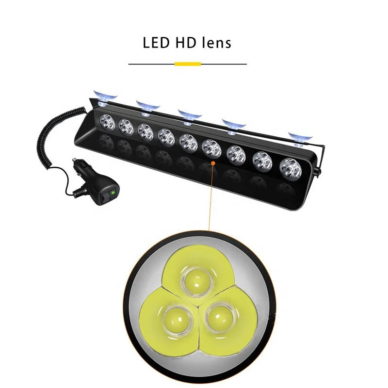 GPRGIT 21SMD Red/Blue LED Strobe Warning Light with Suction Cup - Dashboard Windshield Interior Flash Light