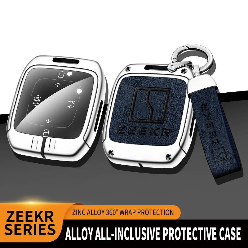 GPRGIT High Quality Zinc Alloy Leather Car Key Case Cover for ZEEKR 001 Holder Keychain Keyless Protector Styling Accessories