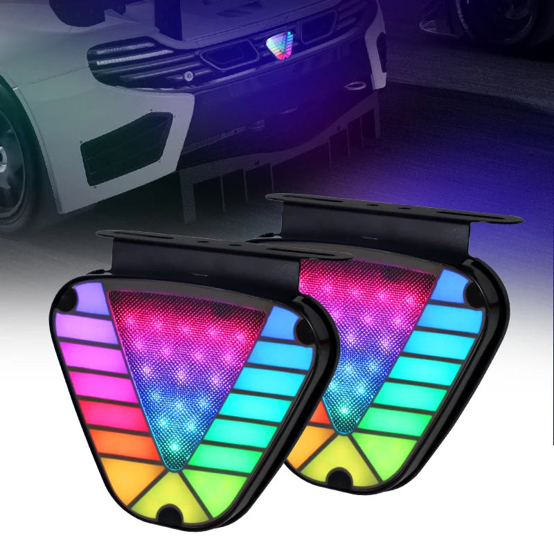 GPRGIT All-in-One Dynamic RGB Triangle Rear Tail Warning Light 12V-24V 5W IP67 for Car Truck