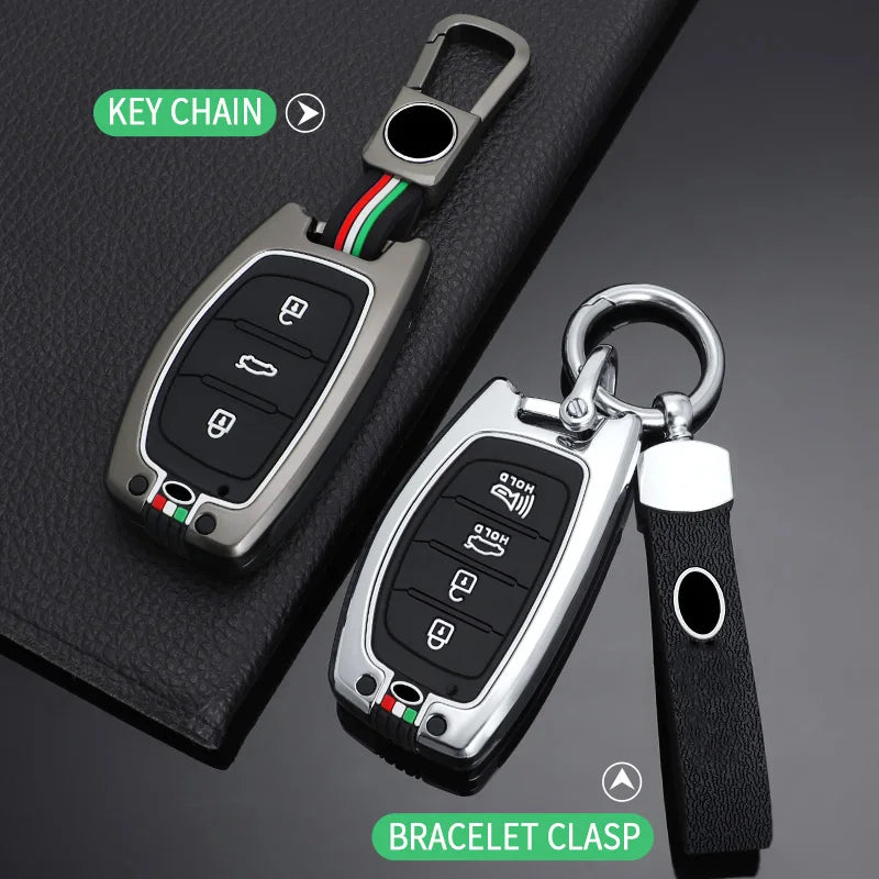 GPRGIT Zinc Alloy Car Key Cover Case for Hyundai Tucson Santa Fe Rena Sonata Elantra Creta Ix35 Ix45 I10 I30 I40 3/4 Button