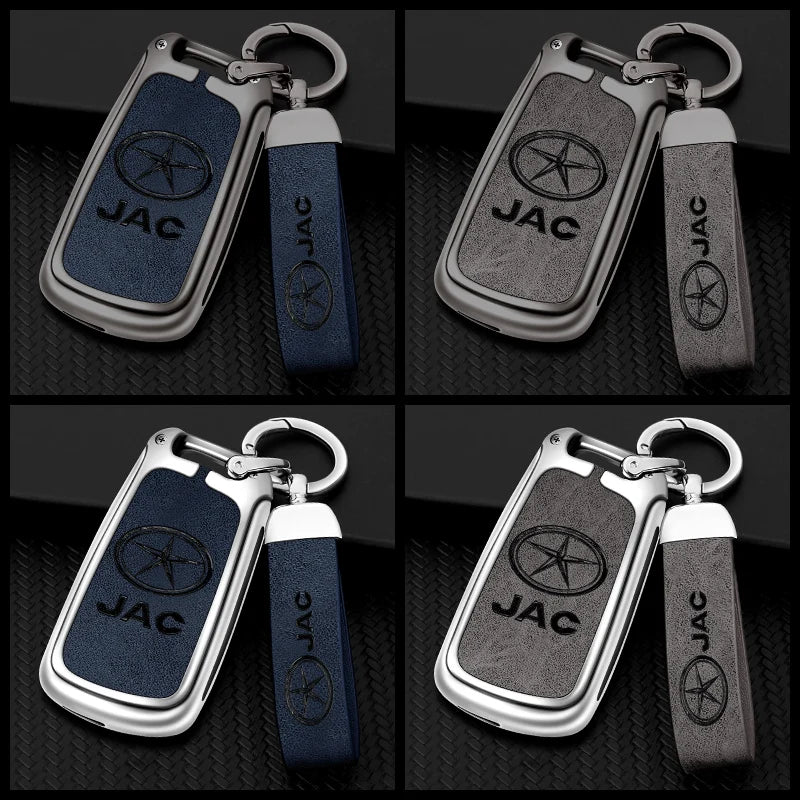 GPRGIT Flip Folding Zinc Alloy Leather Car Key Case Cover Shell for JAC JS2 S2 S3 S5 S7 T40 T50 Sei 3 2019 2021 A5 R3 Auto Accessories