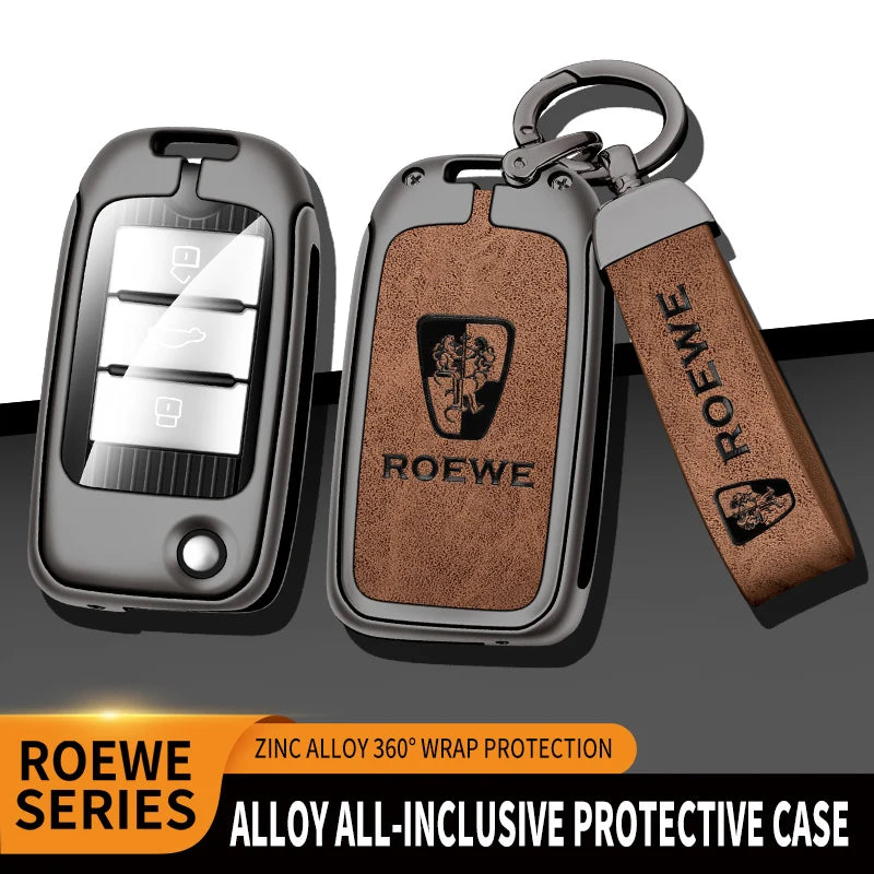 GPRGIT Hot Sale Zinc Alloy Leather Car Key Case Cover for Roewe RX5 I5 MAX RX3 2017 for MG MG6 ZS HS Flip Keychain Accessories