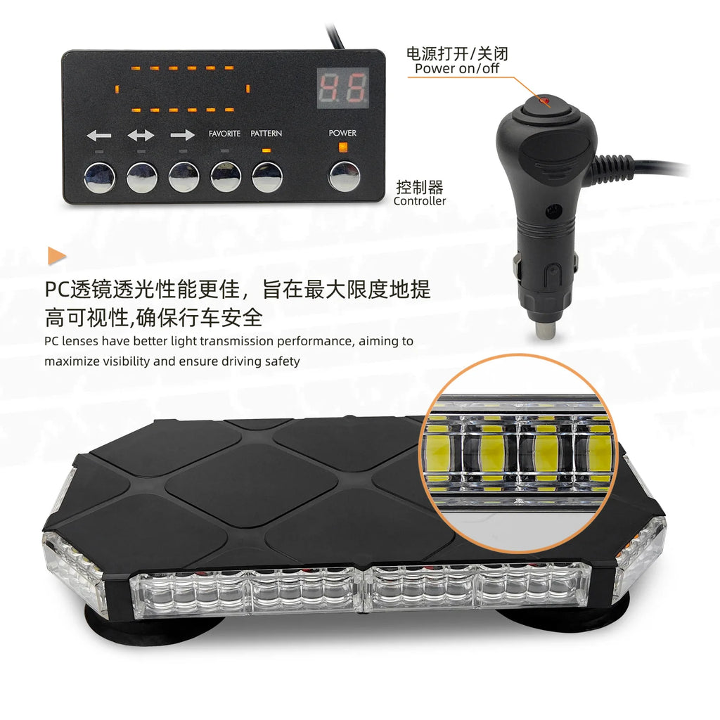 56 Led Short-row Car Roof Flashlights Magnetic-attached 48 Watt Top Warning Rotating Lamp Vehicle Emergency Sale Light Bars