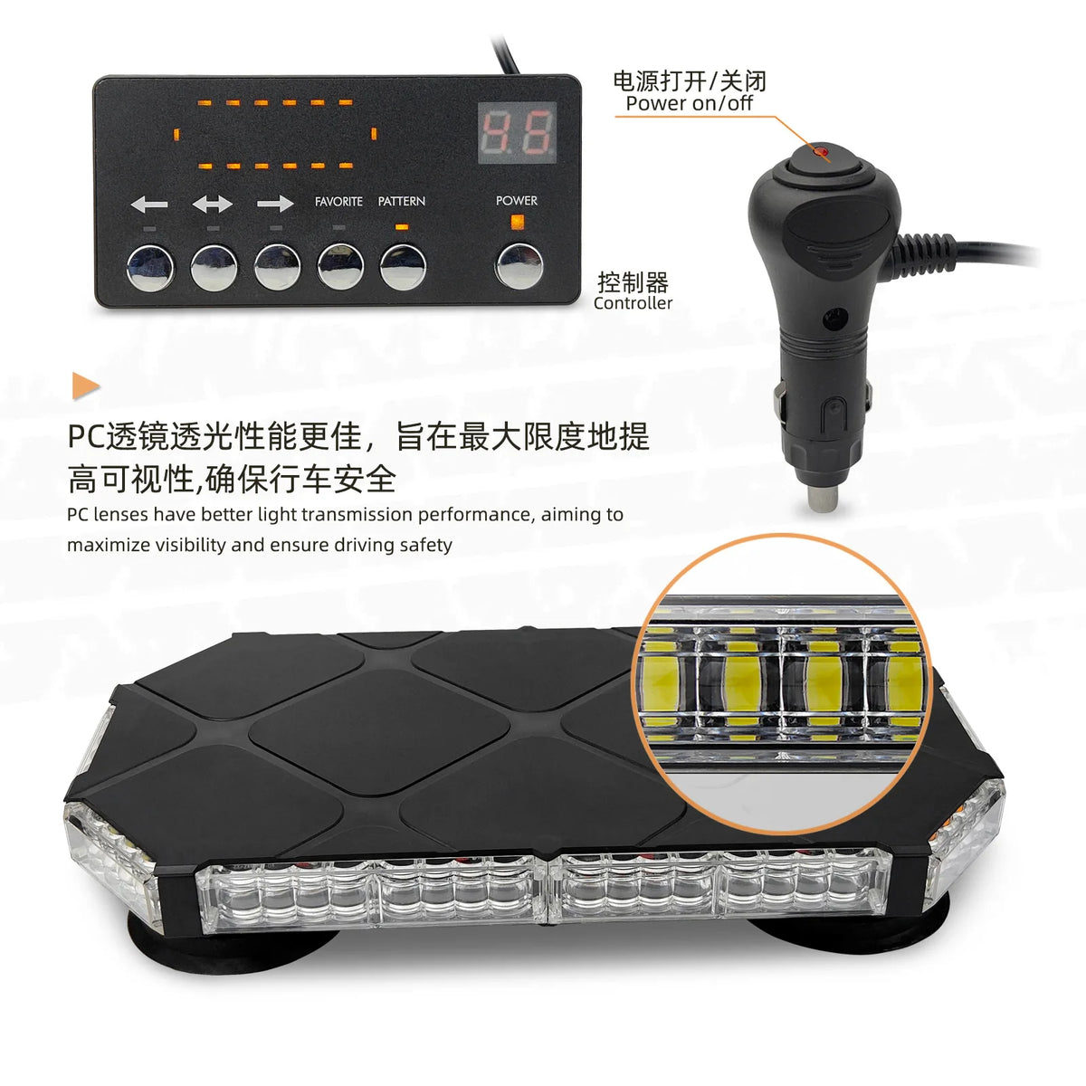 56 Led Short-row Car Roof Flashlights Magnetic-attached 48 Watt Top Warning Rotating Lamp Vehicle Emergency Sale Light Bars