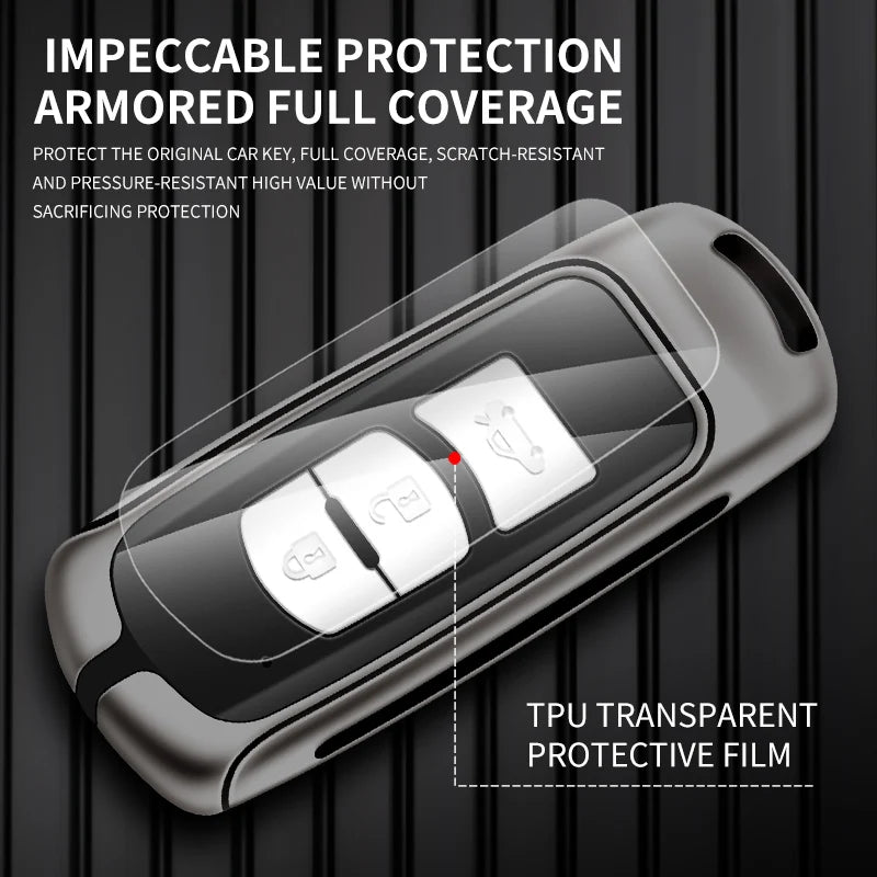 GPRGIT Zinc Alloy Leather Car Key Case for Mazda CX-5 2013 2014 2015 2017 2019