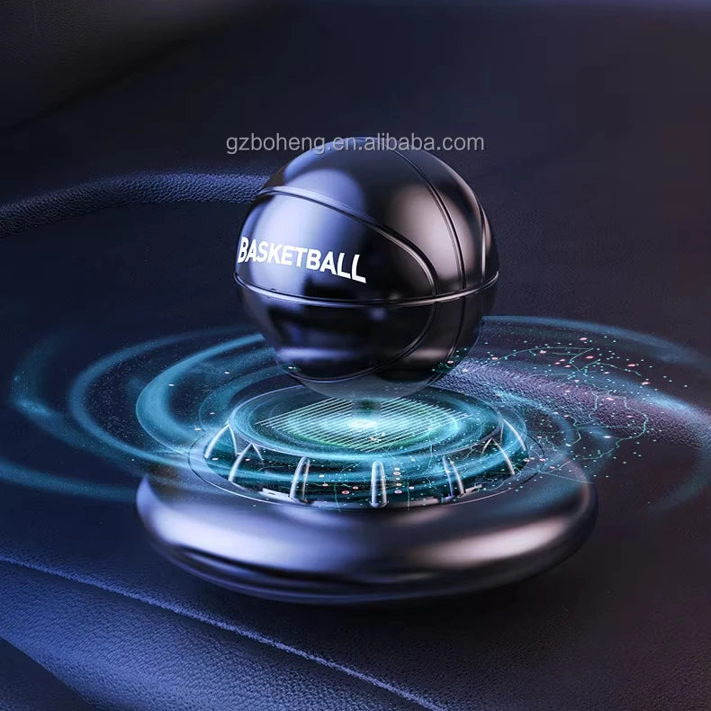 GPRGIT Solar Rotating Basketball Car Perfume Dashboard Ornament Metal
