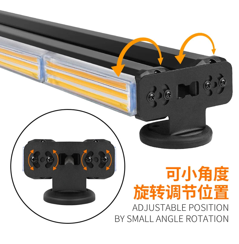 Car LED Strobe Light Bar 2 Sides COB LED Warning Emergency Flashing Lights for Vehicle Rooftop Grille Bumper