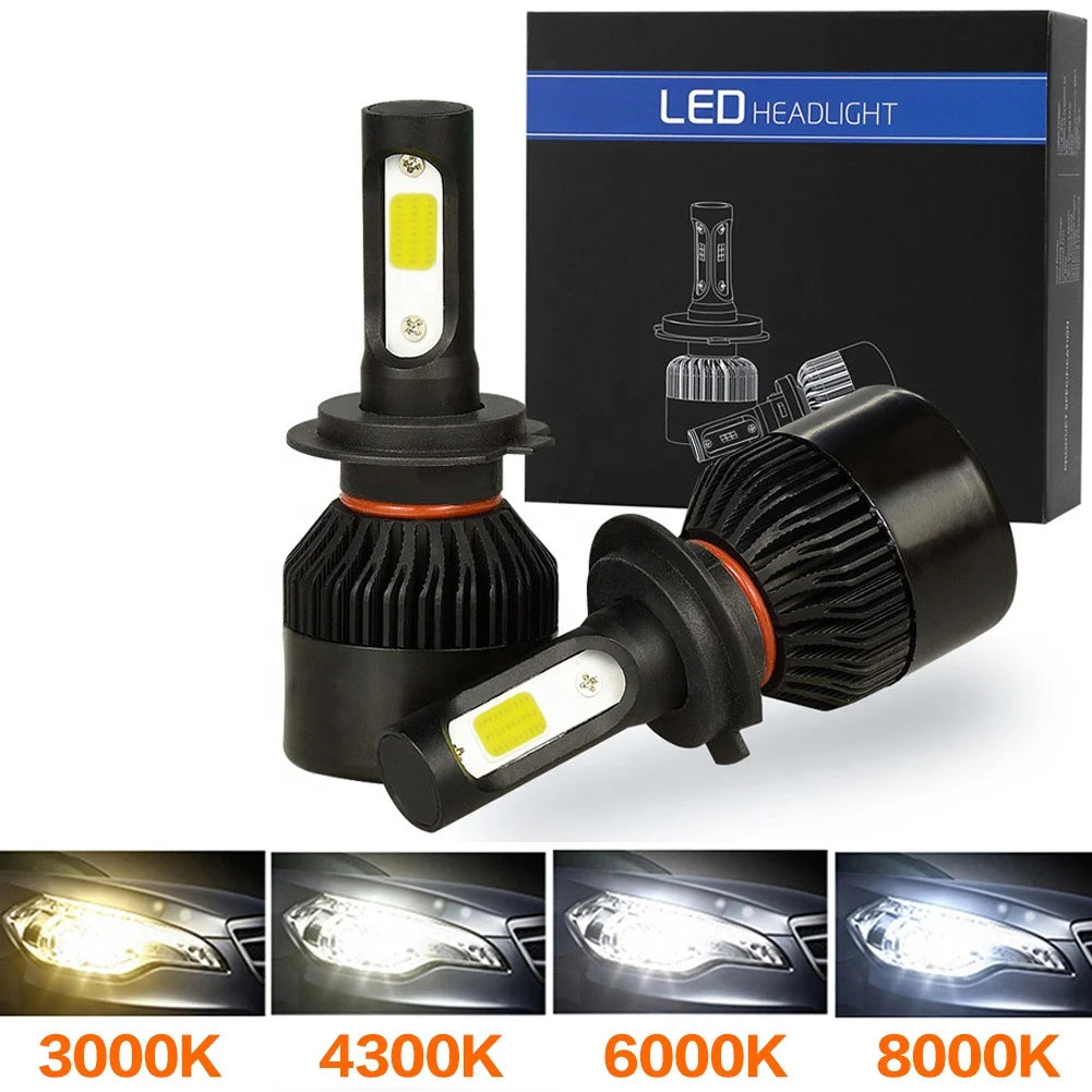 Car Headlights H1 H3 H7 H4 9005 9006 HB3 HB4 H8 H11 COB LED Lights for Auto Headlamps Bulbs of Fog Lamps 6000K 12V 24W