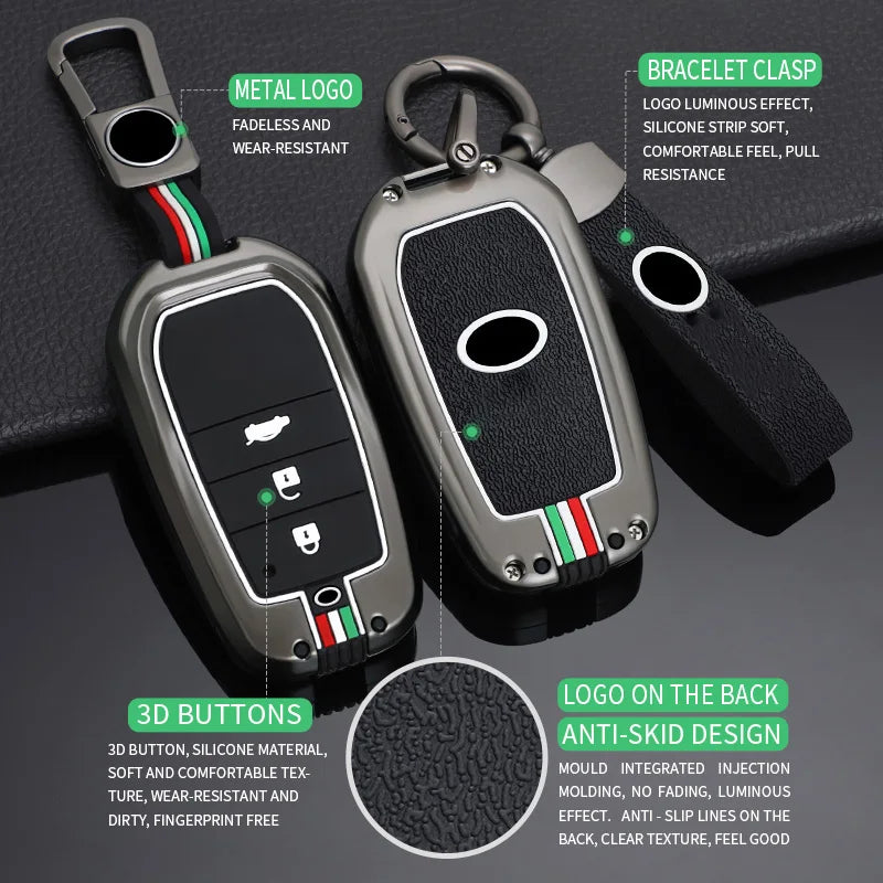 GPRGIT Metal Car Key Shell Cover Case Fob for Toyota Hilux Fortuner Land Cruiser Camry Corolla Crown RAV4 Highland Keyless Accessories