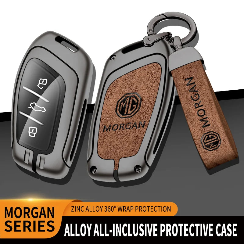 GPRGIT Zinc Alloy Leather Car Key Case Cover for MG ZS HS EV MG5 MG6 EZS EHS for Roewe RX5 I5 I6 RX3 RX8 Keyless Accessories