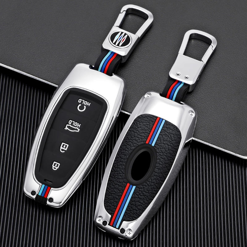 GPRGIT Zinc Alloy 4-Button Car Key Case Cover for Hyundai Veloster N, Encino, Venue, Santa Fe, Kona EV (2020)