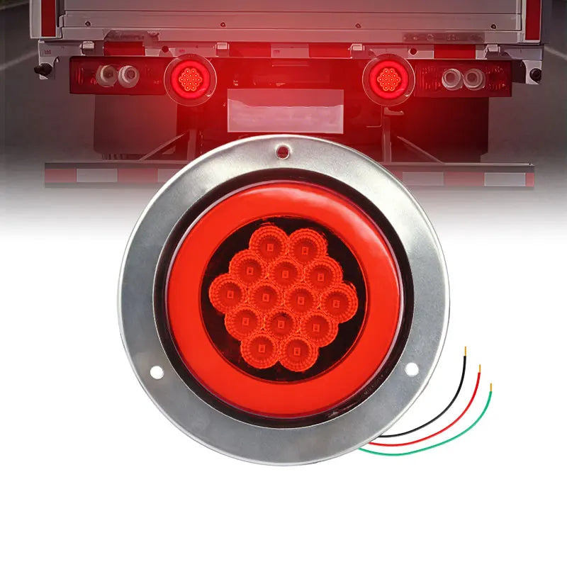 24V 15LED Round Guide Truck Taillights for Semi-Trailer New Condition Cross-Border Supply by Factory Brake Stop Reverse Lamp