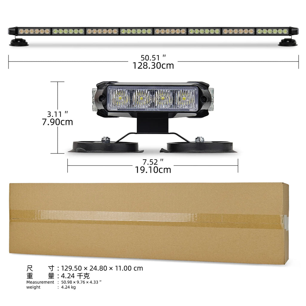 Remote Control Led Flashing Strobe Light Bar Car Emergency Warning Vehicle Roof Guiding Light Magnetic Stick Pole Ceiling Light