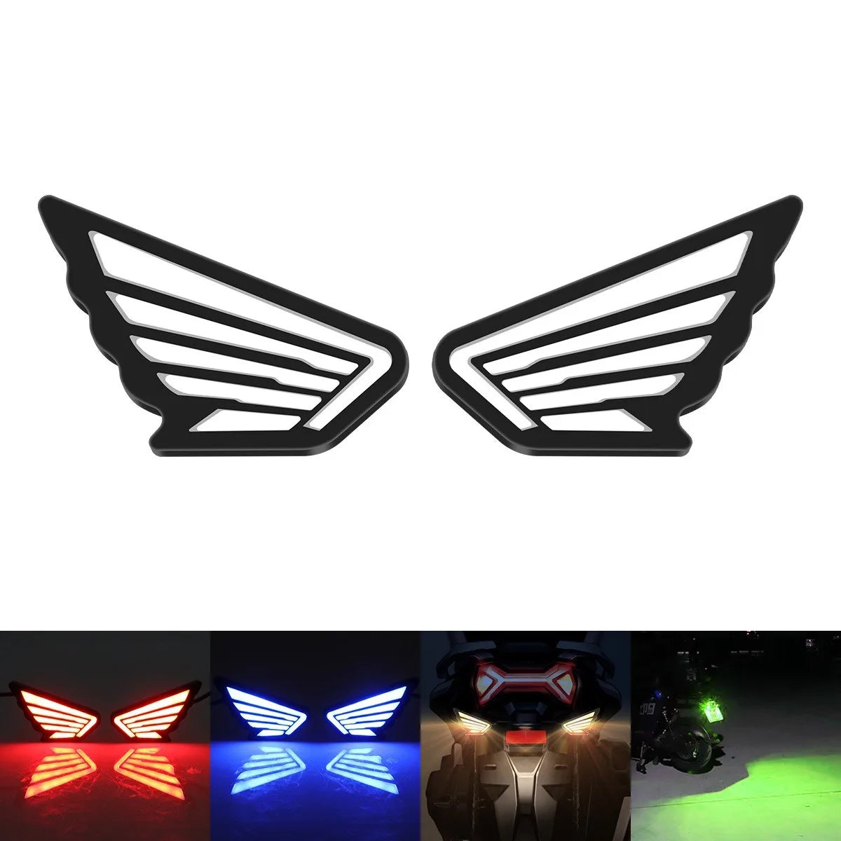 GPRGIT 12V Motorcycle LED Wing Eagle Eye Light IP67 Super Bright Brake Turn Signal