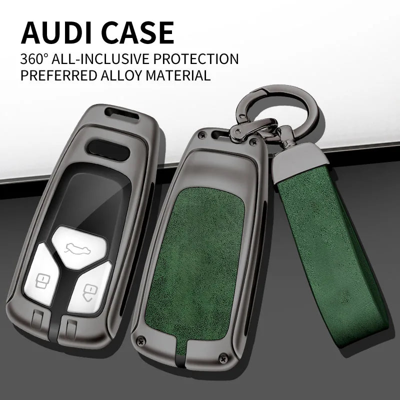 GPRGIT Zinc Alloy Leather Key Case Cover Shell for Audi A6 A5 Q7 S4 S5 A4 B9 A4L 4M TT TTS TFSI RS 8S 8W Car Key Logo Auto Accessories