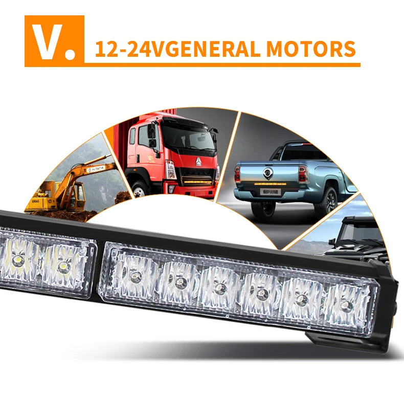 LED High Beam Strip 41in 7P 104cm Car Roof Warning Light Grille Strobe DRL Lane Emergency Suction Cup Light