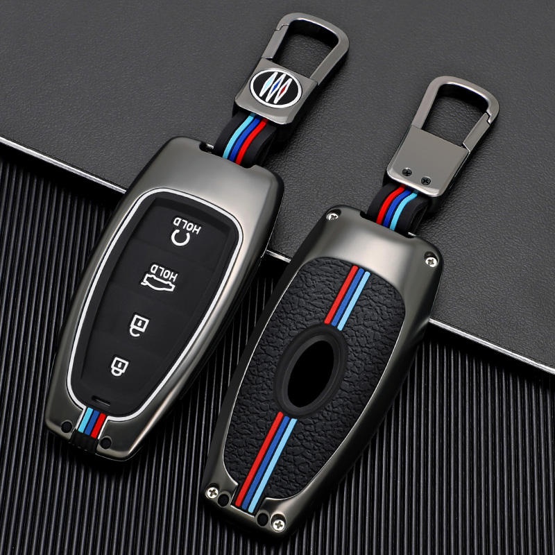 GPRGIT Zinc Alloy 4-Button Car Key Case Cover for Hyundai Veloster N, Encino, Venue, Santa Fe, Kona EV (2020)