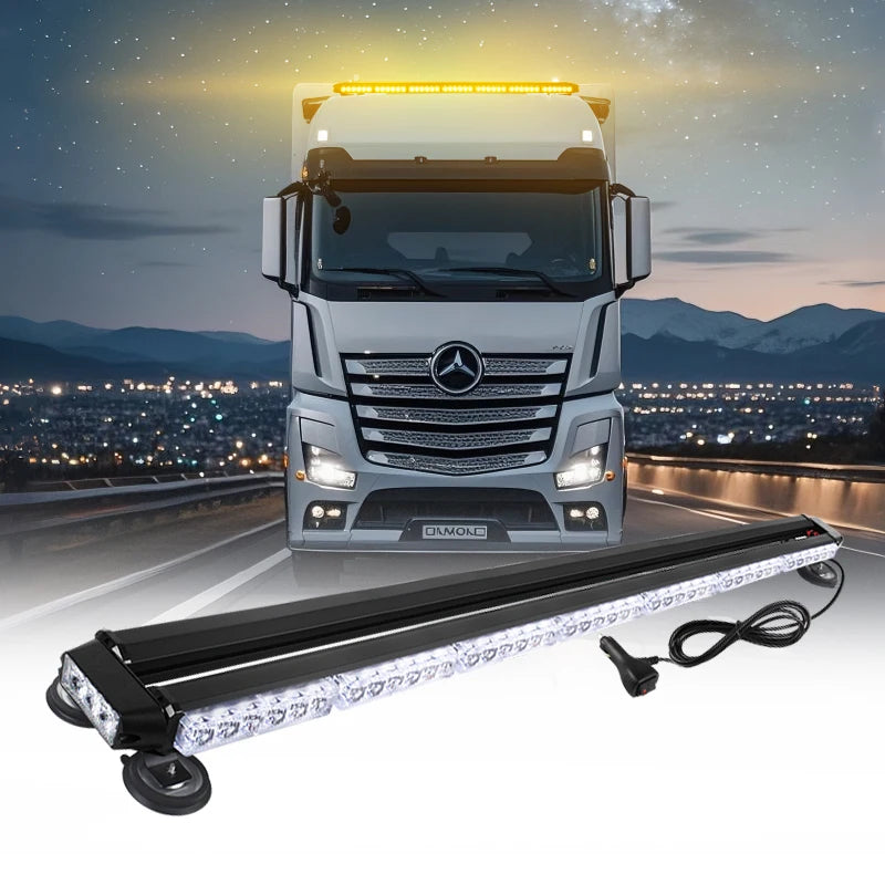 90 Led Rooftop Strobe Light Bar For Trucks Magnetic Suction Screw Mount 9 - 30v Ip65 Waterproof Emergency Warning Light