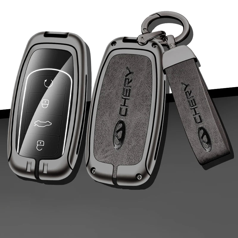 GPRGIT Zinc Alloy Leather Smart Car Key Case Cover for Chery Tiggo 7 Tiggo 8 Pro 8 PLUS Arrizo 5 Remote Keychain Accessories