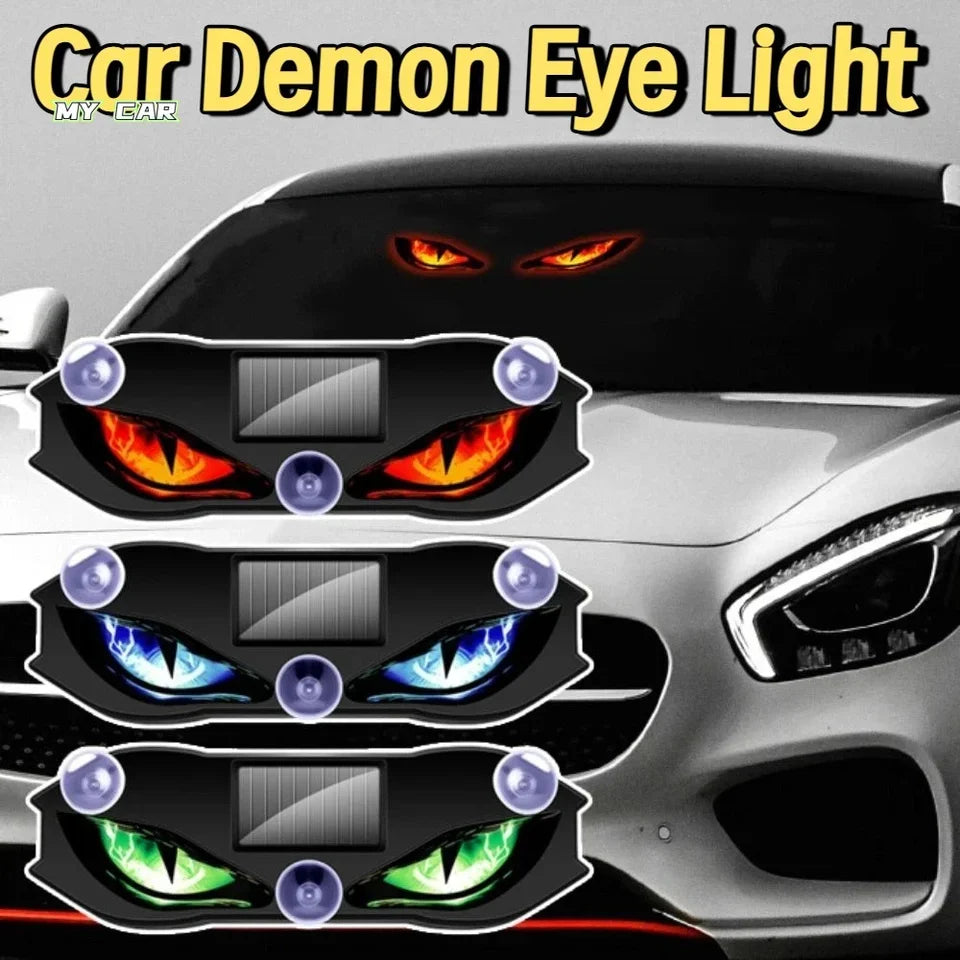 GPRGIT Solar Powered Demon Eye Warning Light Flashing Dynamic LED Car Atmosphere Lamp