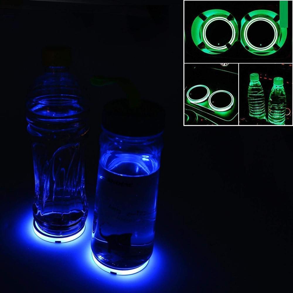 GPRGIT Universal LED Car Cup Light Pad RGB Beverage Coaster Interior Decoration Atmosphere Light, 12V 27W