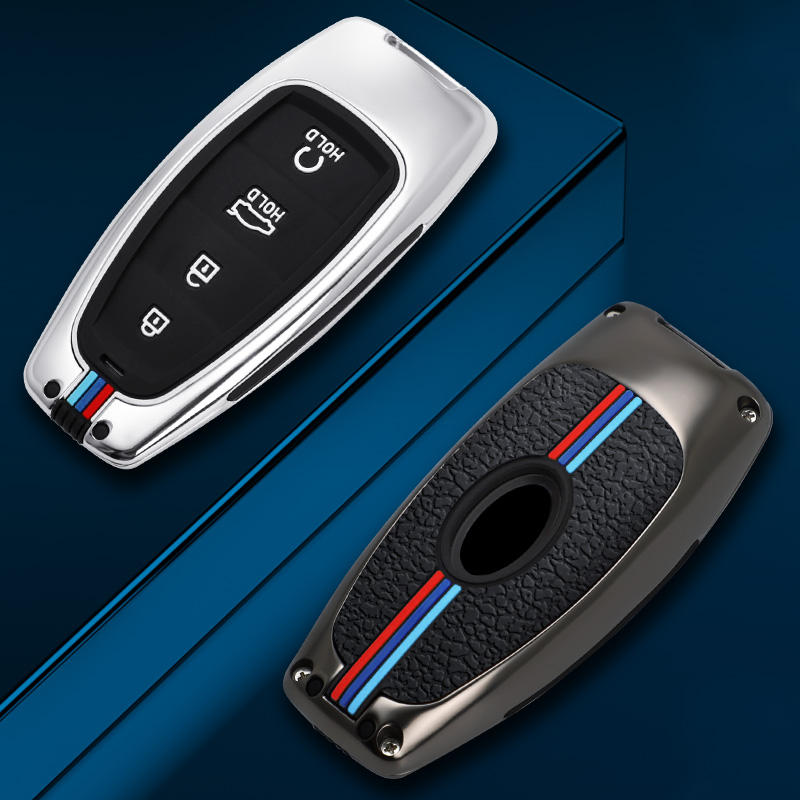 GPRGIT Zinc Alloy 4-Button Car Key Case Cover for Hyundai Veloster N, Encino, Venue, Santa Fe, Kona EV (2020)