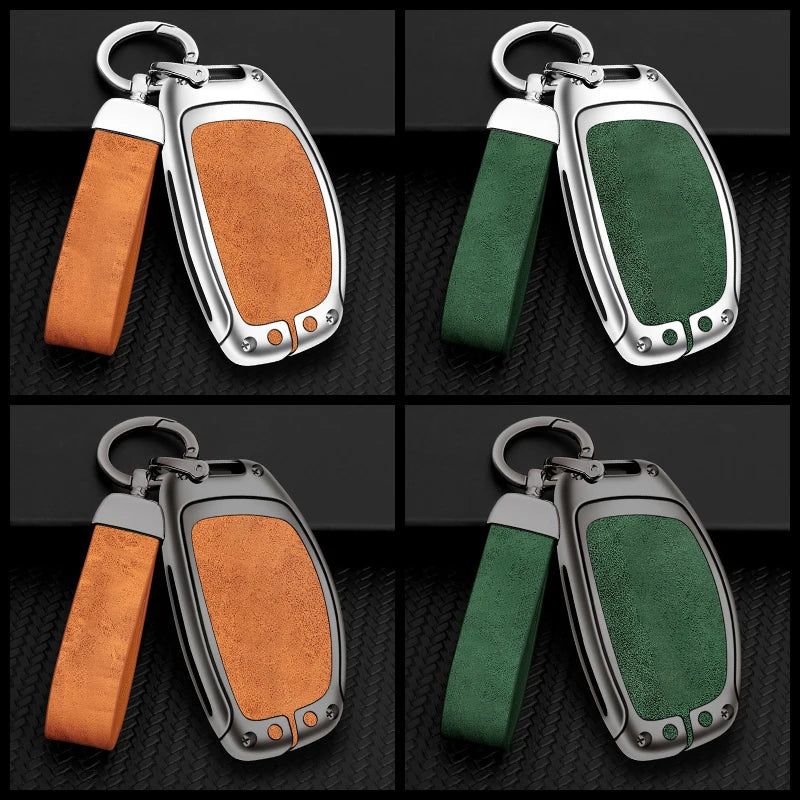 GPRGIT Zinc Alloy Leather Car Logo Key Case Cover for Hyundai IX20 I30 IX35 I40 Ix25 IX45 I10 I20 Tucson Verna Sonata Elantra SantaFe