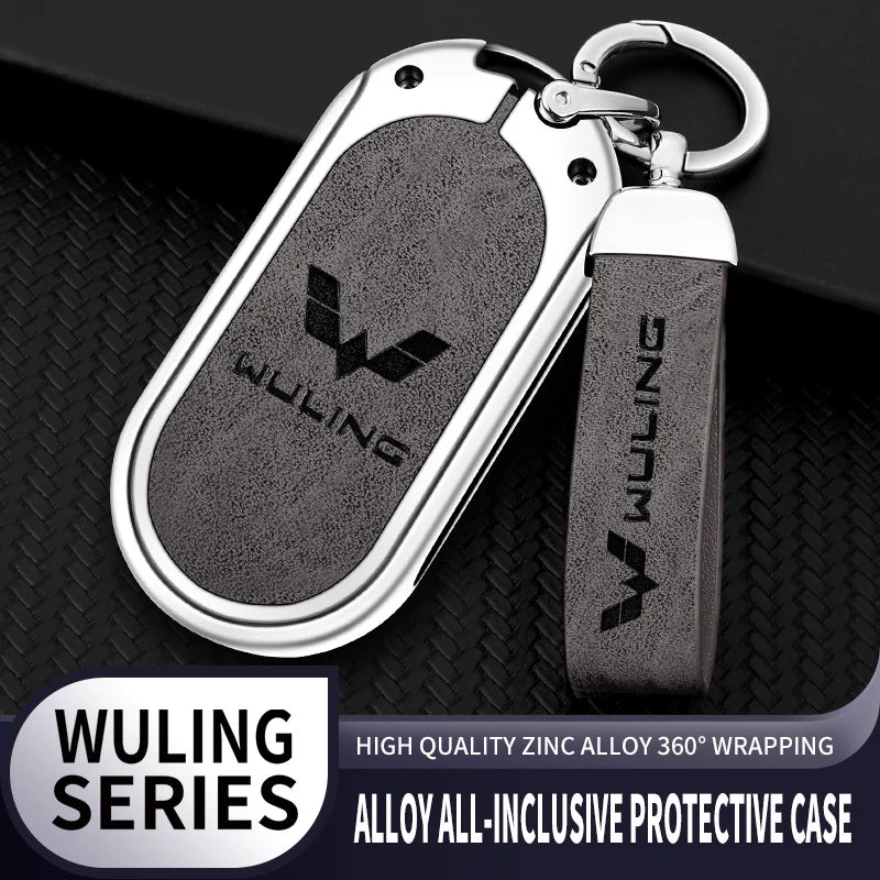 GPRGIT Flip Folding Zinc Alloy Leather Car Key Case Cover for Wu Ling Hong Guang MINI Gameboy Protector Keyless Keychain Accessories
