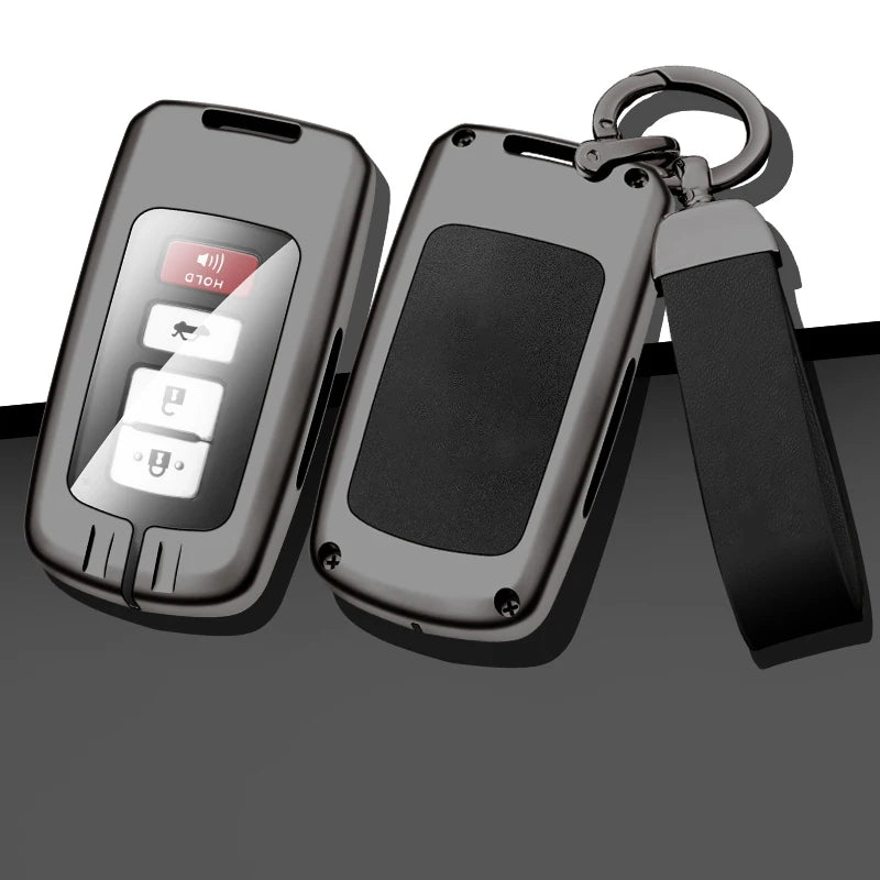 GPRGIT Metal Leather Car Logo Key Case for Toyota Camry Corolla RAV4 Highlander Avalon 2015-2017