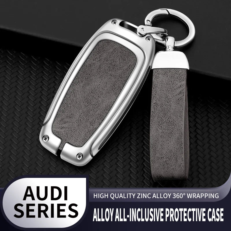 GPRGIT Custom Car Logo Metal Leather Car Key Case for Audi A1 A3 8V A4 B8 B9 A5 A6 C7 A7 A8 Q3 Q5 Q7 S4 S6 S7 S8 R8 TT Auto Accessories