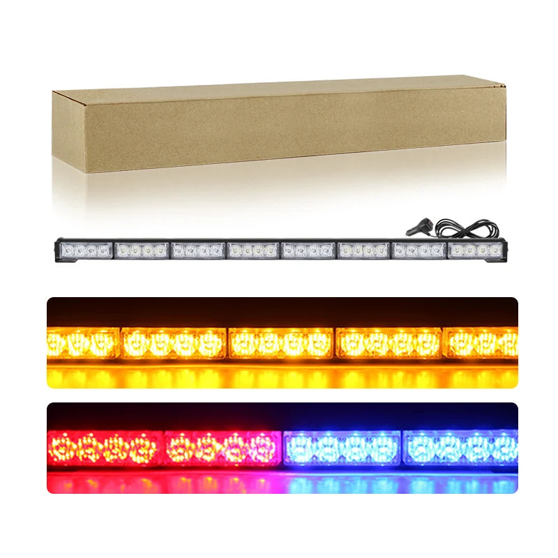33inch Car LED Emergency Warning Strobe Light Bar Single Row Offroad Truck Boat Roof Grille 32W Flashing Light Lamp 12V 24V