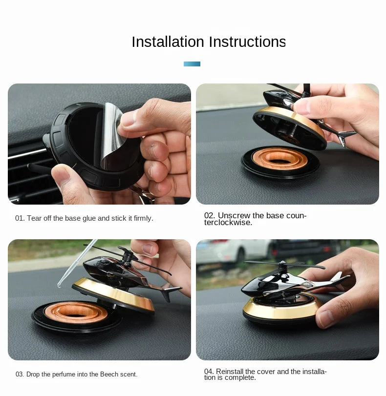 GPRGIT Solar Rotating Aircraft Car Perfume Air Freshener Solid Balm Metal