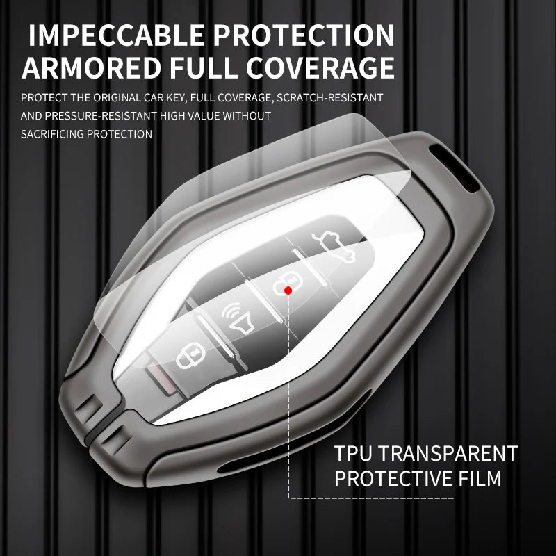 GPRGIT Metal Leather Remote Key Case Cover for Jetour X70/X70s/X90 2018-2021