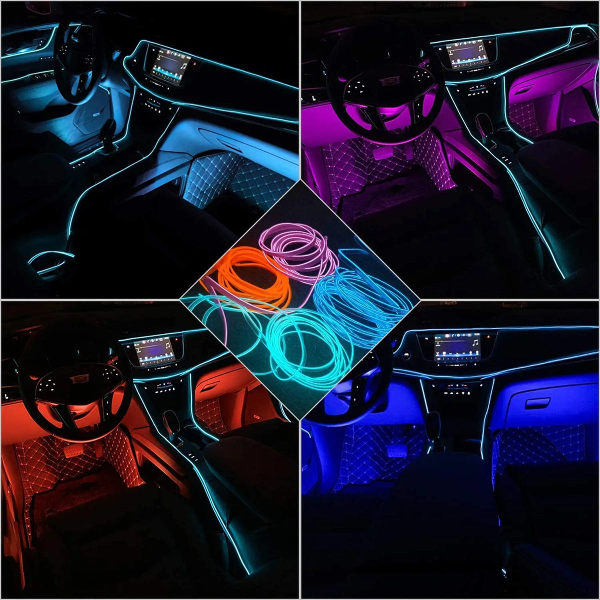 GPRGIT Car 12V LED Auto Lamps USB Cold Light Strips Interior Decoration Strips Lamps with Cigarette Lighter